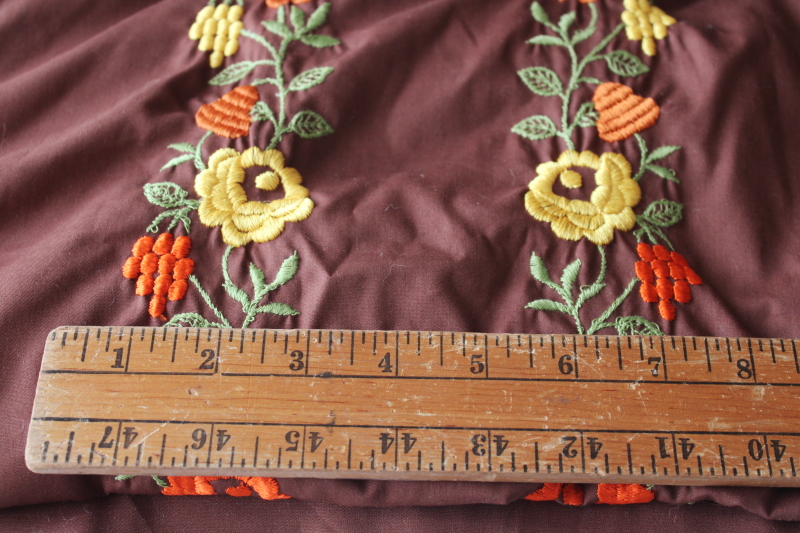 photo of 70s vintage floral border machine embroidery cotton poly fabric, boho folk art milkmaid cottagecore  #2