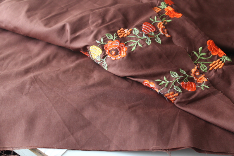 photo of 70s vintage floral border machine embroidery cotton poly fabric, boho folk art milkmaid cottagecore  #3