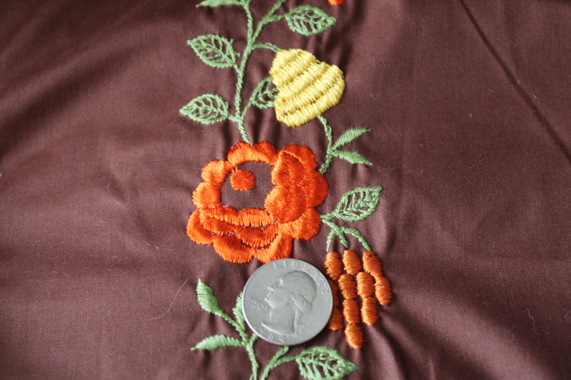 photo of 70s vintage floral border machine embroidery cotton poly fabric, boho folk art milkmaid cottagecore  #4