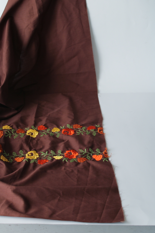photo of 70s vintage floral border machine embroidery cotton poly fabric, boho folk art milkmaid cottagecore  #5