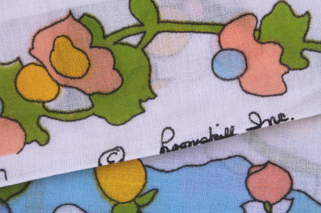 photo of 70s vintage floral fabric, water garden print, light airy cotton for summer sewing #4