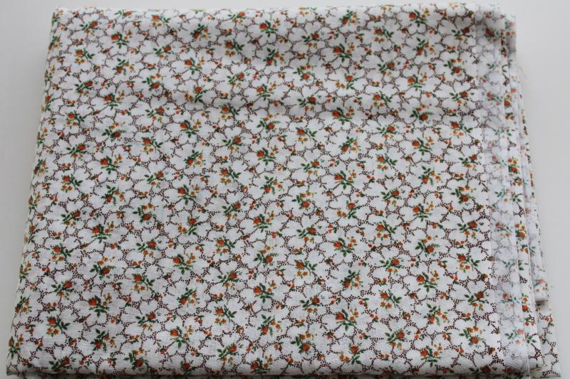 photo of 70s vintage floral print cotton fabric, prairie girl cottagecore style flowers #1