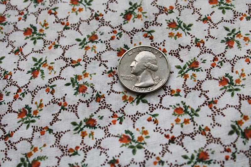 photo of 70s vintage floral print cotton fabric, prairie girl cottagecore style flowers #3