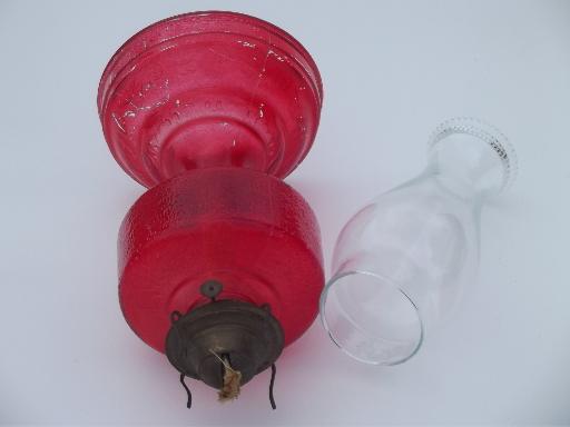 photo of 70s vintage glass oil lamp, homesteader antique chimney lamp w/ shade  #6