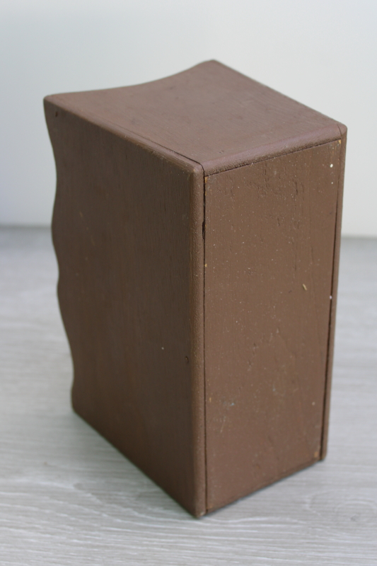 photo of 70s vintage hand painted mushrooms wood box, for holding recipes, napkin holder or planter?  #3