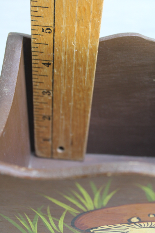 photo of 70s vintage hand painted mushrooms wood box, for holding recipes, napkin holder or planter?  #6