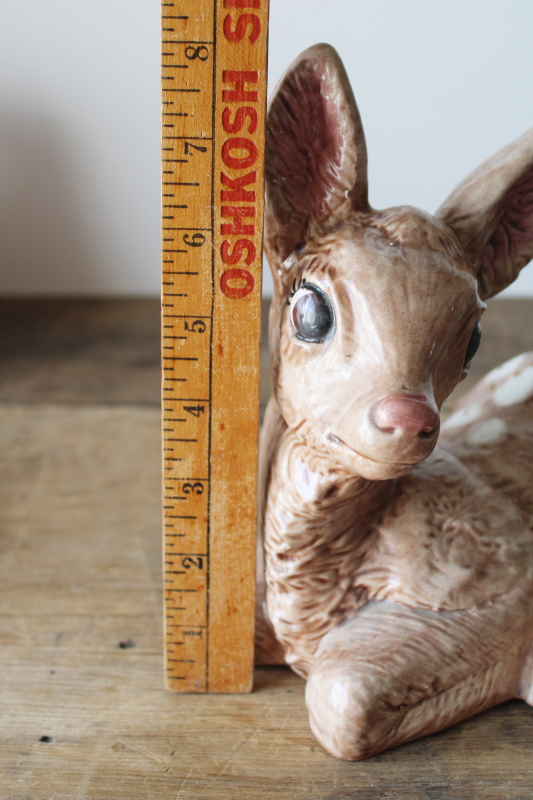 photo of 70s vintage handmade ceramic deer, large figurine baby fawn w/ w/ sweet silly face  #6