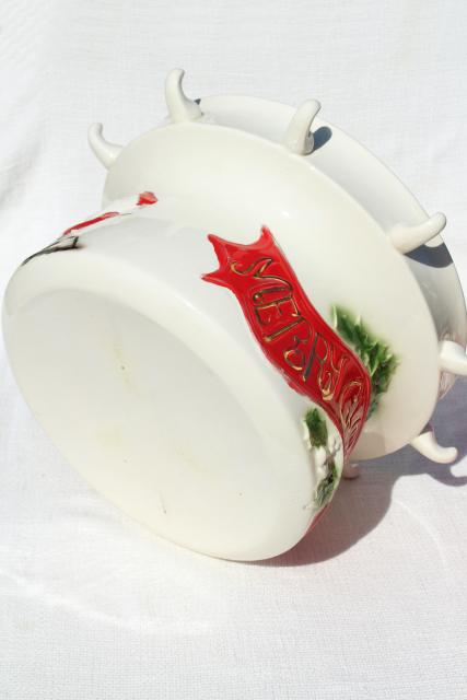 photo of 70s vintage handmade ceramic punch set, Christmas bowl w/ elf shoes punch cups #4