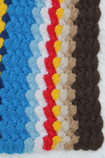 photo of 70s vintage handmade crochet rug, boho stripes in retro urban mod colors #2