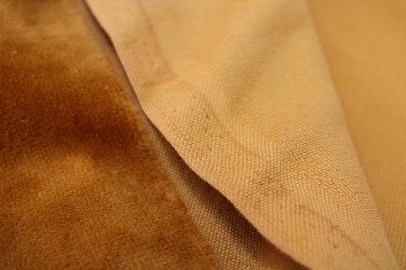 photo of 70s vintage harvest gold heavy cotton velvet upholstery fabric new w/ tag samples decor projects #6