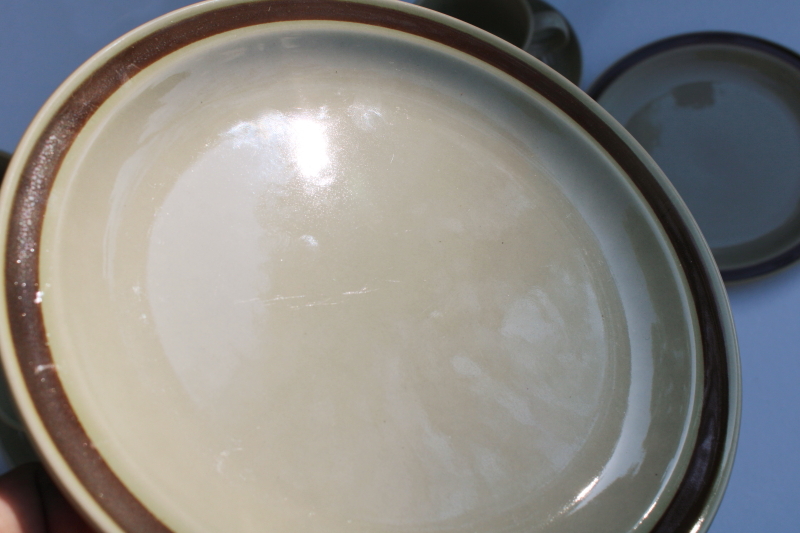 photo of 70s vintage heavy stoneware pottery dinnerware made in Japan, oven proof ceramic #2