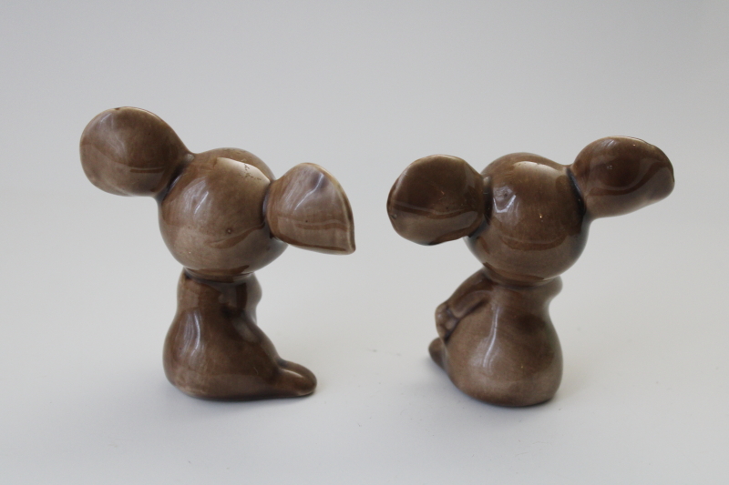 photo of 70s vintage hobbyist ceramic figurines, retro big eyed mouse kitchen mice pair #3