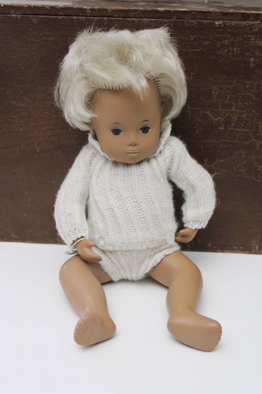 photo of 70s vintage made in England Sasha doll blonde baby doll w/ wrist tag  #1