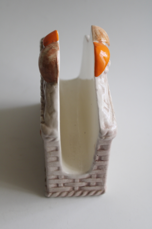 photo of 70s vintage magic mushrooms ceramic napkin holder, orange brown merry mushrooms  #2