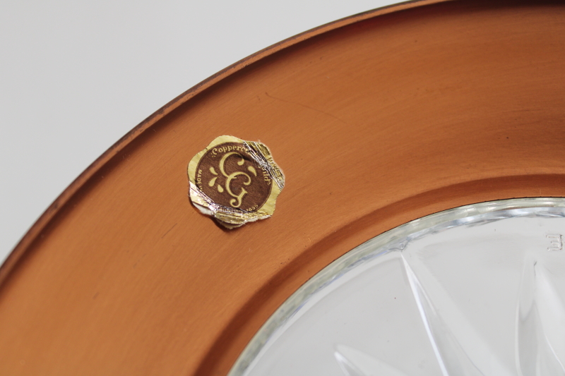 photo of 70s vintage new w/ labels Copper Craft Guild Arcoroc glass snack serving bowls large & small  #3