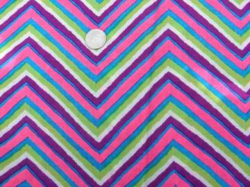 catalog photo of 70s vintage poly fabric, psychedelic colors mod graphic chevrons print