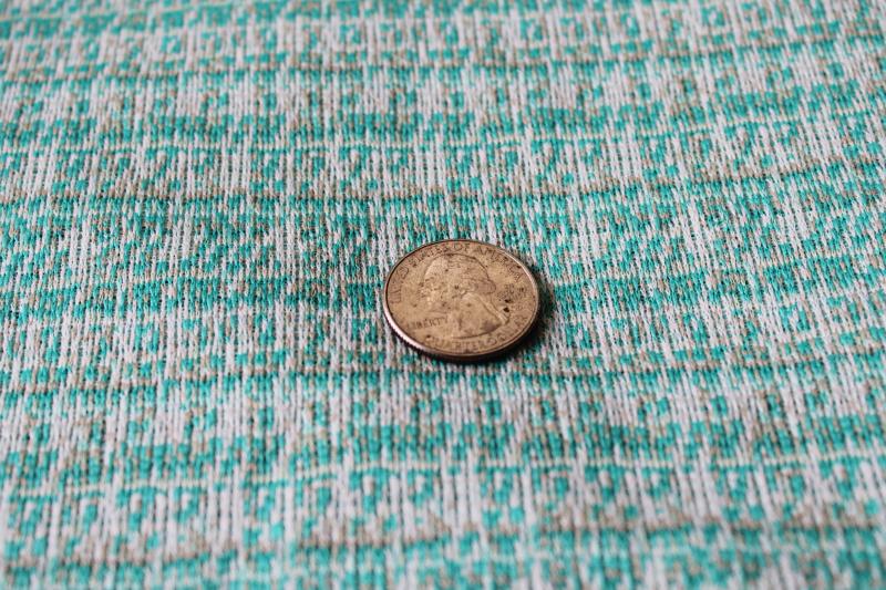 photo of 70s vintage polyester double knit fabric, wintergreen mint, cream & tan #1