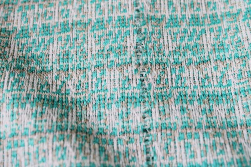 photo of 70s vintage polyester double knit fabric, wintergreen mint, cream & tan #4