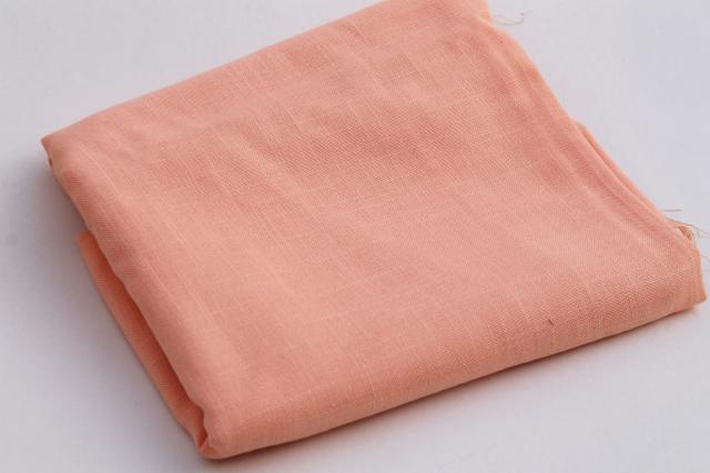 photo of 70s vintage polyester fabric, spring summer solid colors lot peach, blue, green #6