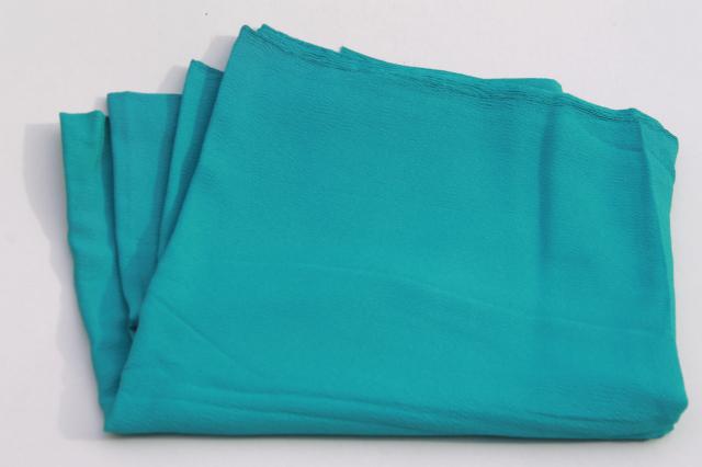 photo of 70s vintage polyester fabric, spring summer solid colors lot peach, blue, green #13
