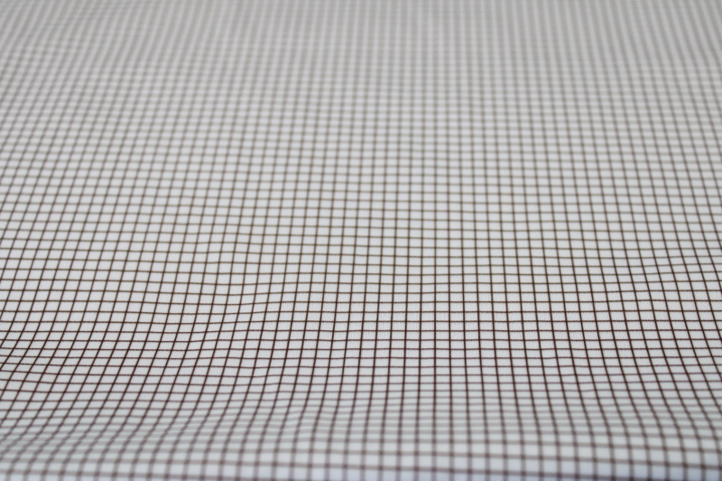 photo of 70s vintage polyester tricot knit fabric, poly dress fabric for mod working girl, tan / white checks #1