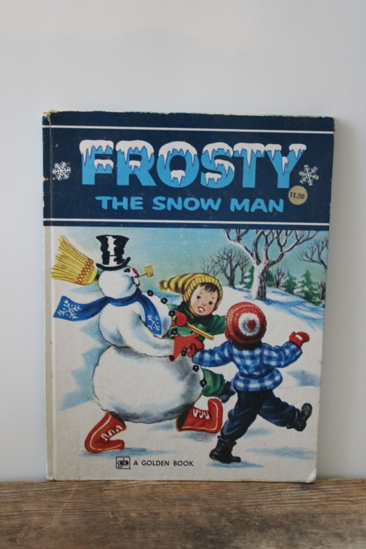 photo of 70s vintage reprint 1950s Golden Book Frosty the Snowman big picture book holiday decor  #1
