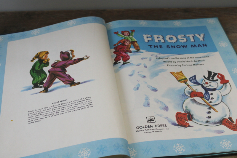 photo of 70s vintage reprint 1950s Golden Book Frosty the Snowman big picture book holiday decor  #3