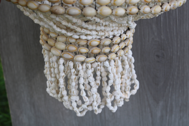 photo of 70s vintage seashell macrame plant hanger, retro boho hippie beach shack coastal decor #3