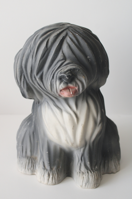 photo of 70s vintage shaggy sheepdog puppy dog, handmade ceramic bank  #1