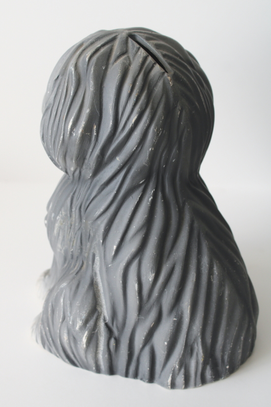 photo of 70s vintage shaggy sheepdog puppy dog, handmade ceramic bank #2