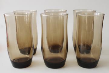 catalog photo of 70s vintage smoke brown glass tumblers, Libbey Tawny Apollo drinking glasses