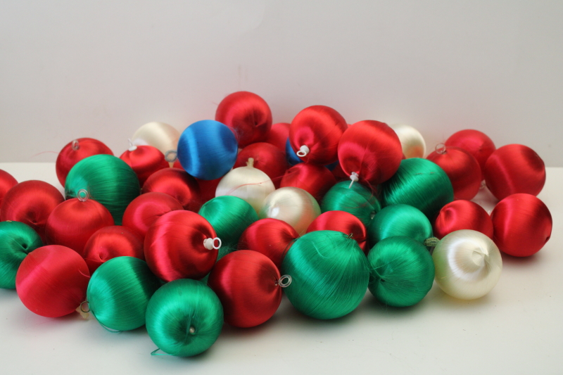 photo of 70s vintage spun satin balls Christmas ornaments lot 40+ different colors  #1