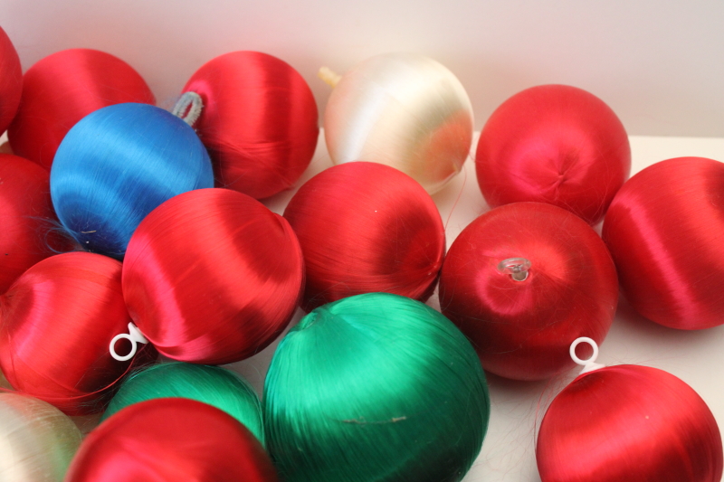 photo of 70s vintage spun satin balls Christmas ornaments lot 40+ different colors #4