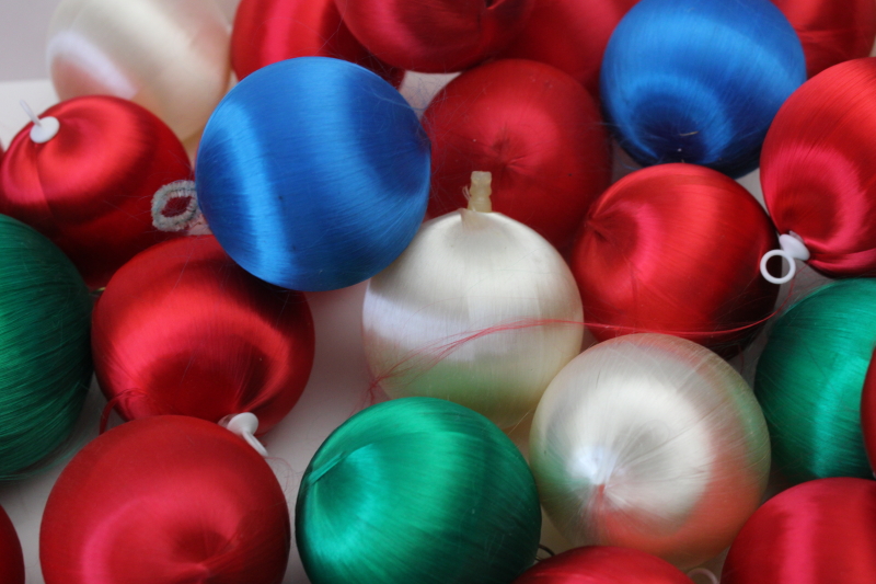 photo of 70s vintage spun satin balls Christmas ornaments lot 40+ different colors #6