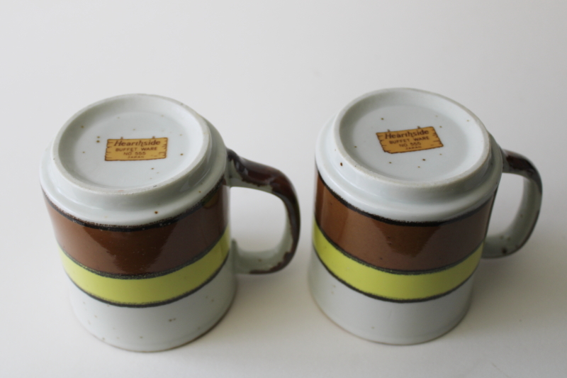 photo of 70s vintage stackable ceramic mugs w/ mod stripes, Hearthside Japan buffet stoneware   #3