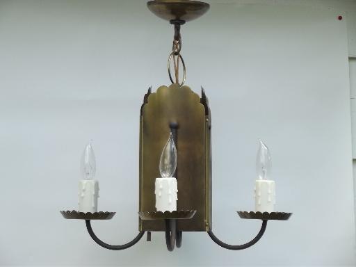 photo of 70s vintage tole metal tavern candles hanging lamp chandelier light #2