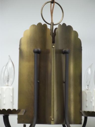 photo of 70s vintage tole metal tavern candles hanging lamp chandelier light #4