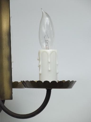 photo of 70s vintage tole metal tavern candles hanging lamp chandelier light #5