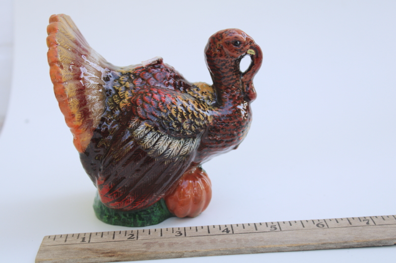 photo of 70s vintage wax candle, Thanksgiving turkey art sculpture holiday table centerpiece display #6
