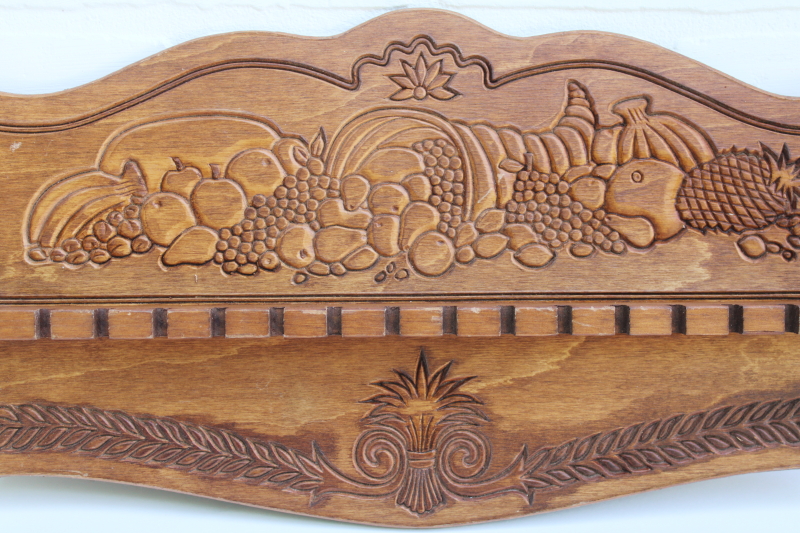 photo of 70s vintage wood spoon holder, wall mount rack for collectibles display grandmacore country kitchen #2