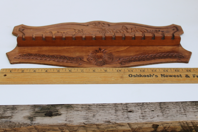 photo of 70s vintage wood spoon holder, wall mount rack for collectibles display grandmacore country kitchen #4