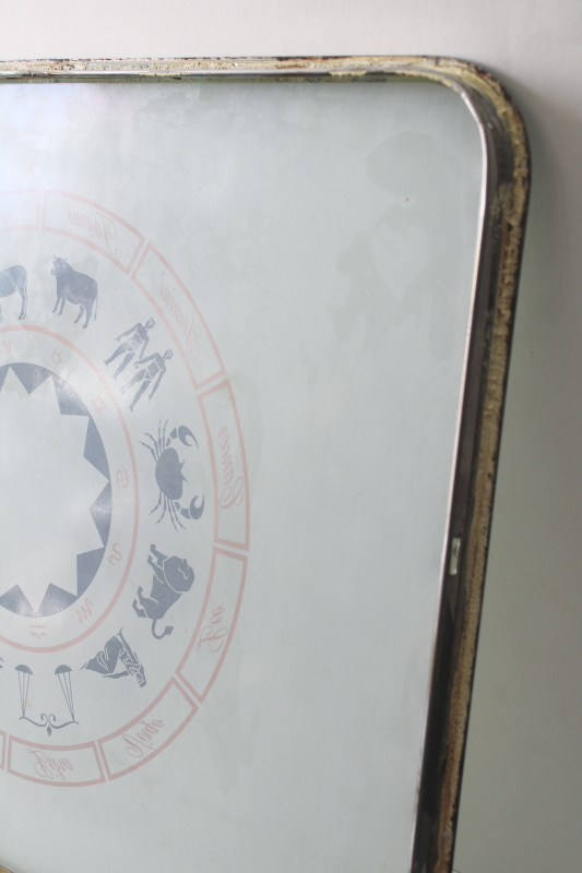 photo of 70s vintage zodiac design glass cutting board, kitchen counter saver  #5