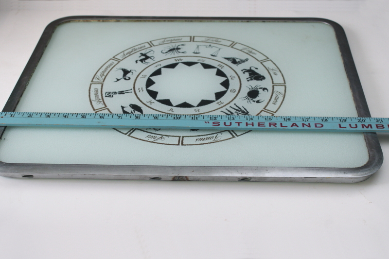 photo of 70s vintage zodiac design glass cutting board, kitchen counter saver  #9