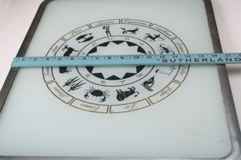 photo of 70s vintage zodiac design glass cutting board, kitchen counter saver  #10