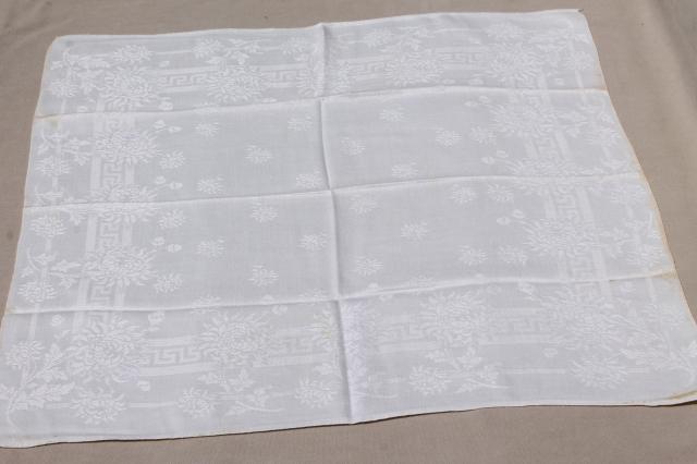 photo of 75 cotton & linen damask fabric napkins, mismatched vintage table linen, cloth napkin lot #3