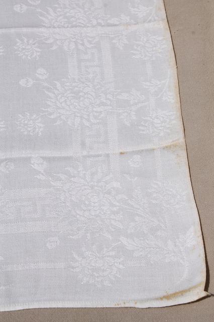 photo of 75 cotton & linen damask fabric napkins, mismatched vintage table linen, cloth napkin lot #4