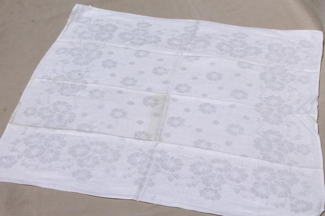 photo of 75 cotton & linen damask fabric napkins, mismatched vintage table linen, cloth napkin lot #14