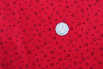 catalog photo of 8 1_2 yards Fabri Quilt cotton fabric 1990s vintage modern abstract tiny print black on red