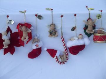 catalog photo of 8 Ashton Drake baby angels Christmas babies ornaments, little dolls