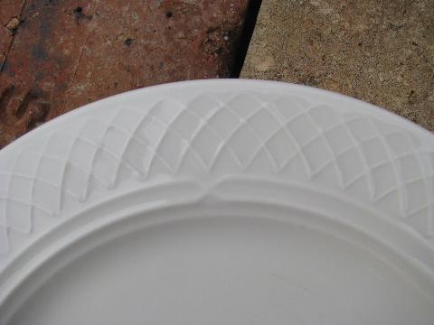 photo of 8 Homer Laughlin ivory ironstone china plates, Gothic arch border #3